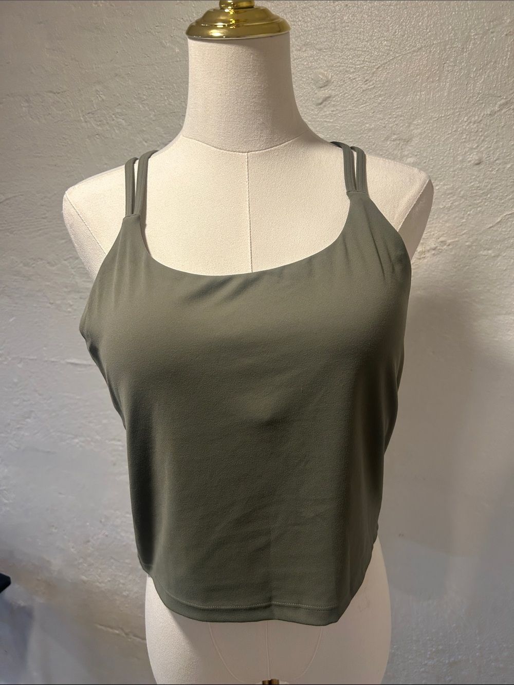 Quince Olive Strappy Cross-Back Camisole